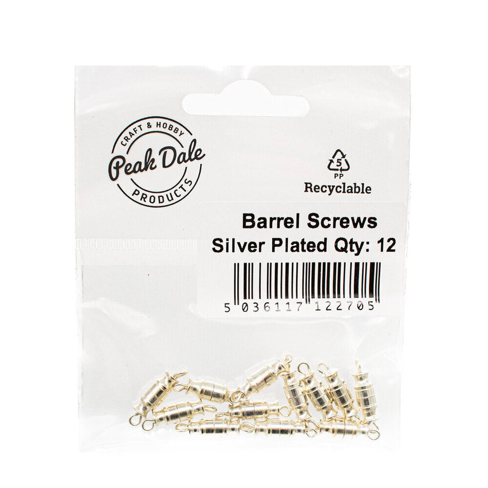 Barrel Screws Silver Plated Pack of 12