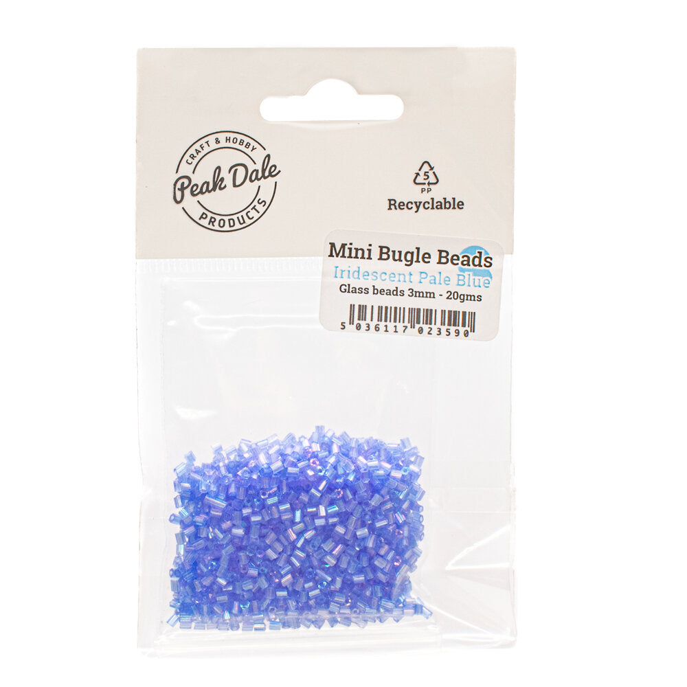Mini Bugle Beads Iridescent Pale Blue