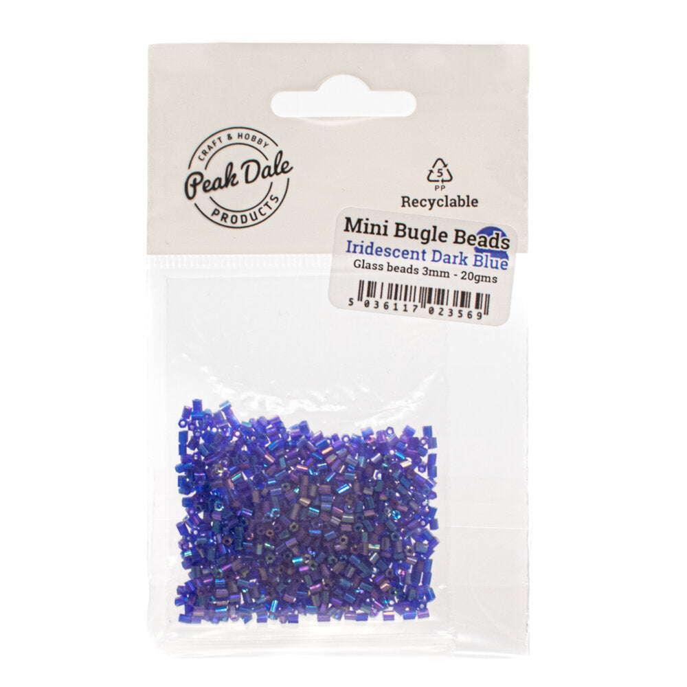 Mini Bugle Beads Iridescent Dark Blue