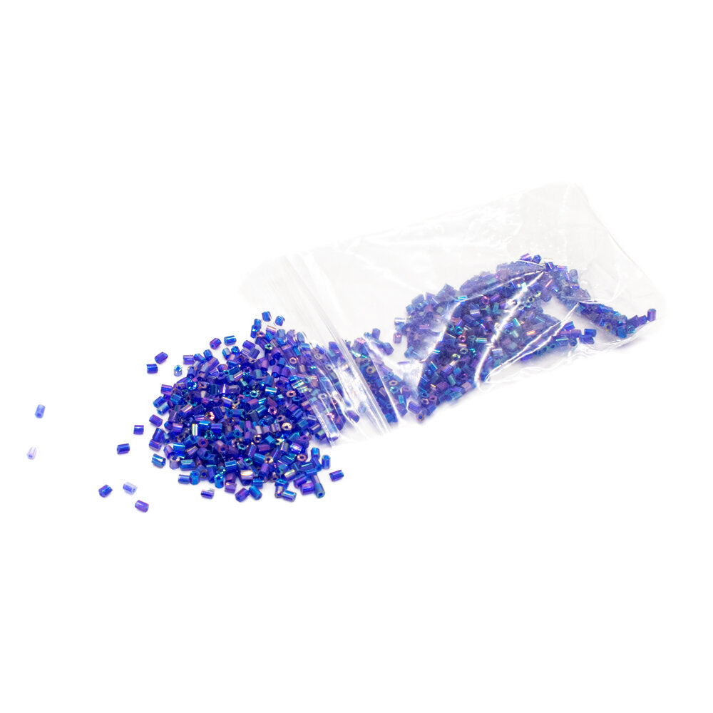 Mini Bugle Beads Iridescent Dark Blue
