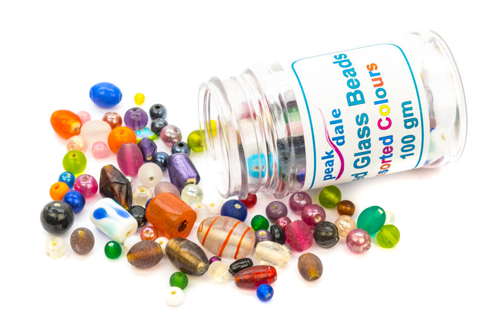 Beads Glass Mix Assorted Colours 100g
