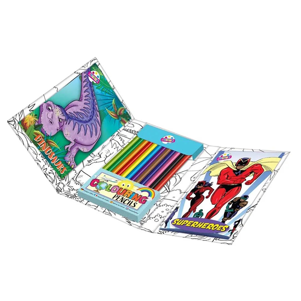 Travel Colouring Set Dinosaurs & Superheroes