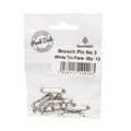 Brooch Pin No 3 White Tin Plated 25mm Pack of 12