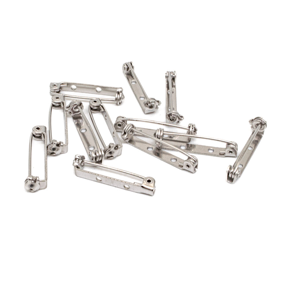 Brooch Pin No 3 White Tin Plated 25mm Pack of 12