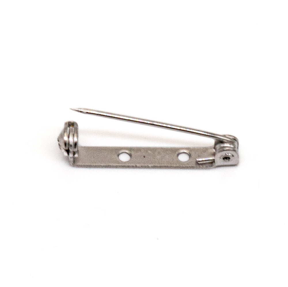 Brooch Pin No 3 White Tin Plated 25mm Pack of 12