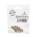 Brooch Pin No 4 White Tin Plated 20mm Pack of 12