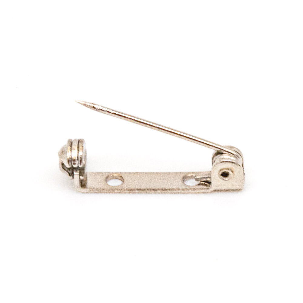 Brooch Pin No 4 White Tin Plated 20mm Pack of 12