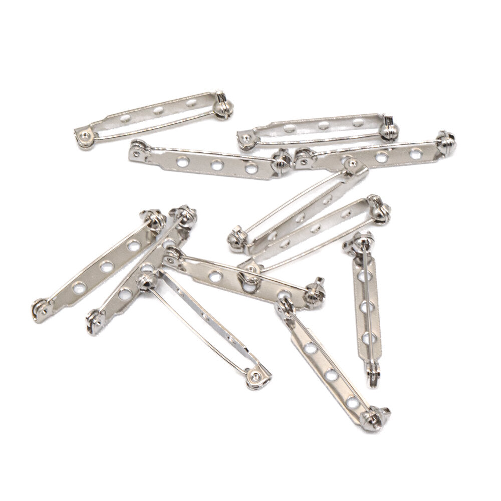 Brooch Pin No 5 White Tin Plated 30mm Pack of 12