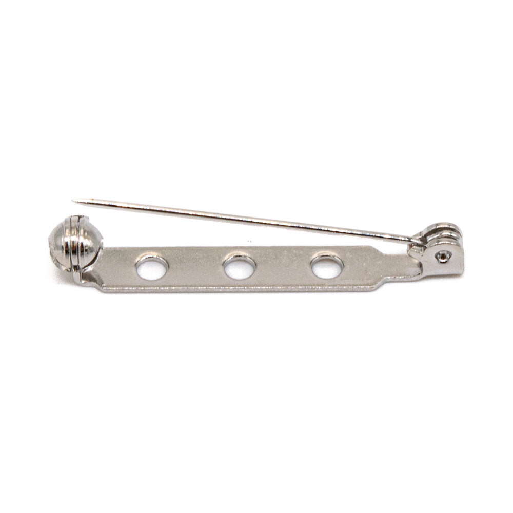 Brooch Pin No 5 White Tin Plated 30mm Pack of 12