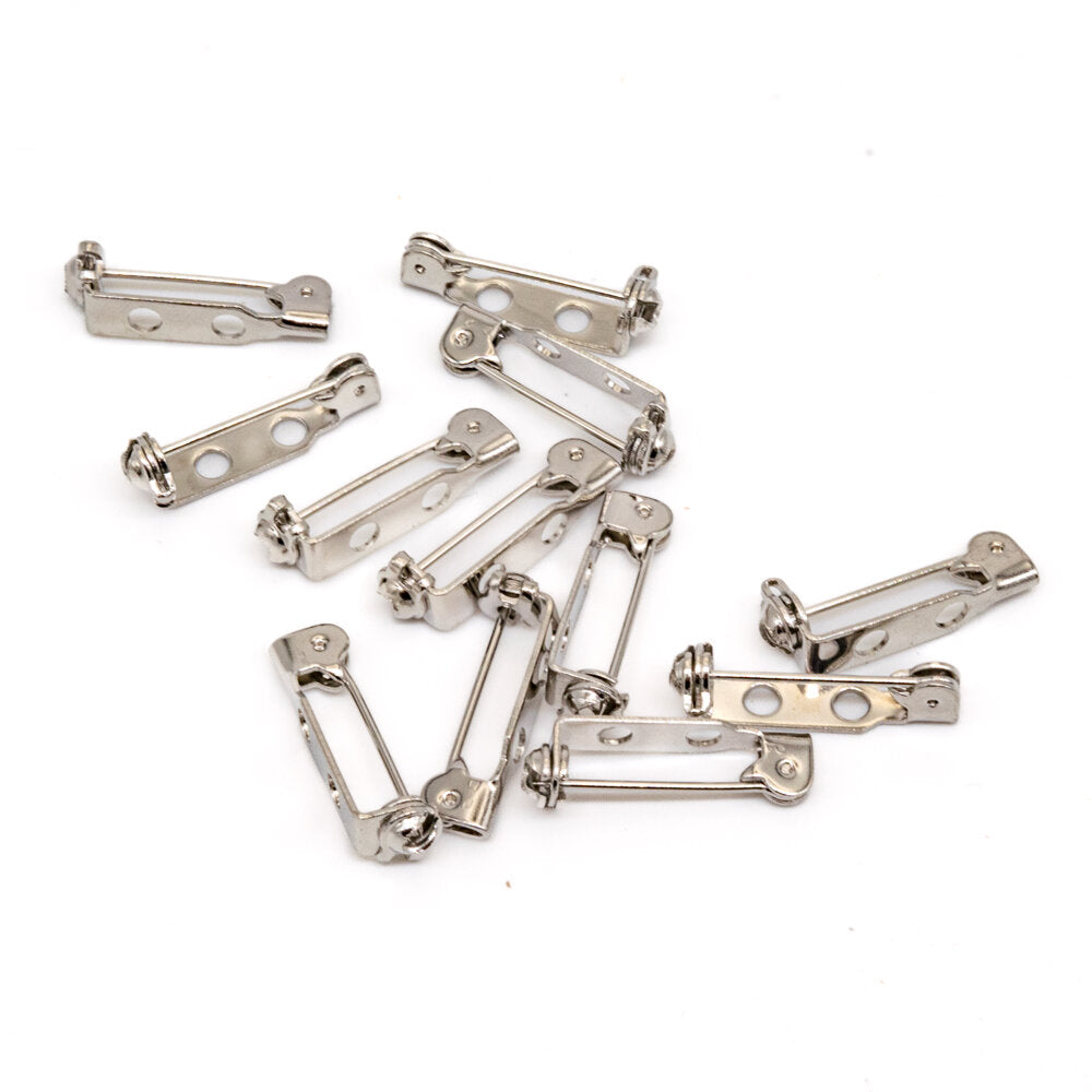 Brooch Pin No 7 White Tin Plated 20mm Pack of 12