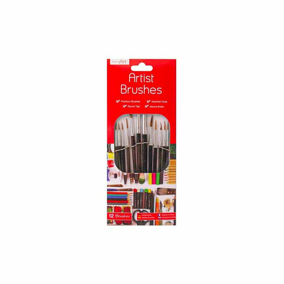 Natural Artist Brush Set Pack of 12 assorted