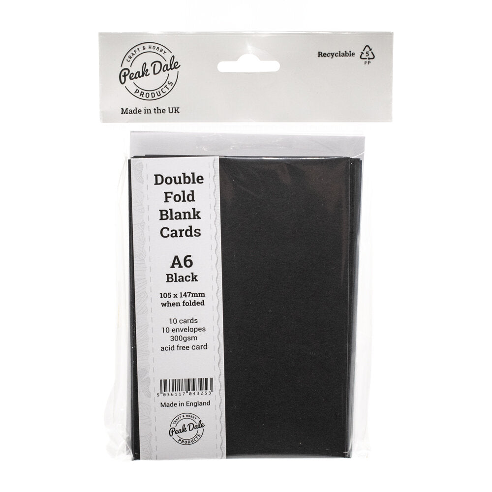 Cards A6 - BLANK Three Fold Black Pack of 10