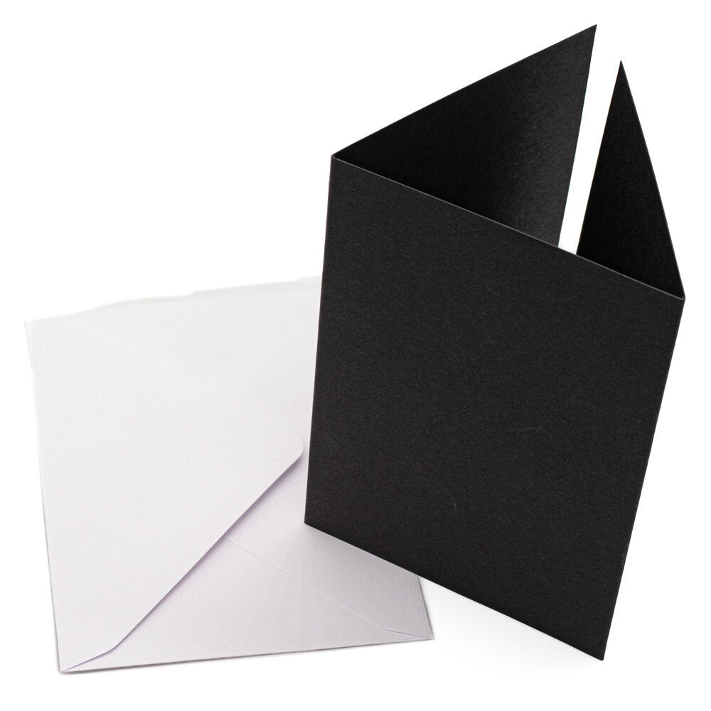 Cards A6 - BLANK Three Fold Black Pack of 10