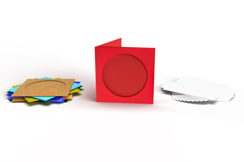 Cards Small Square Assorted with Round Aperture Pack 10 - SS-5