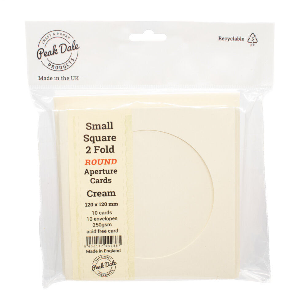 Cards Small Square Cream with Round Aperture Pack of 10 - SS-2