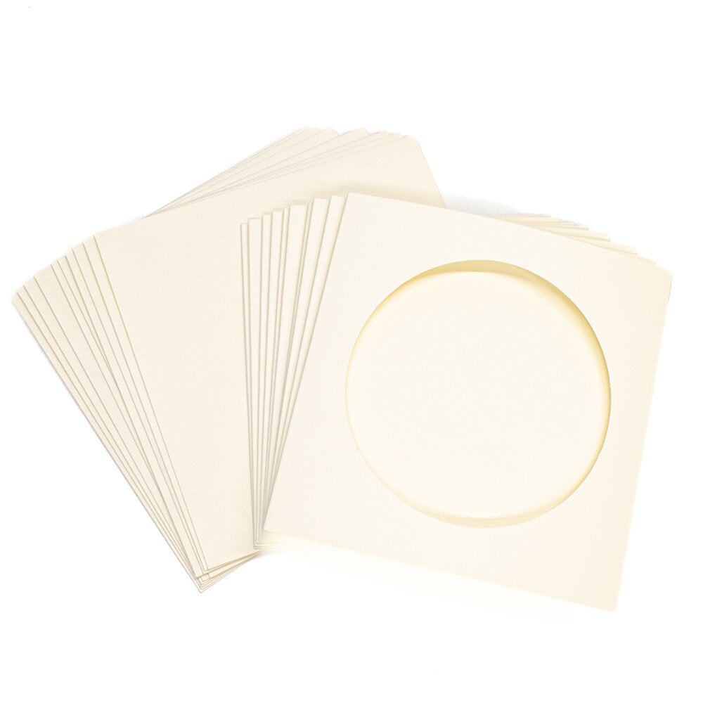 Cards Small Square Cream with Round Aperture Pack of 10 - SS-2