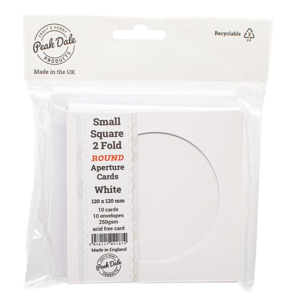 Cards Small Square White with Round Aperture Pack of 10 - SS-1