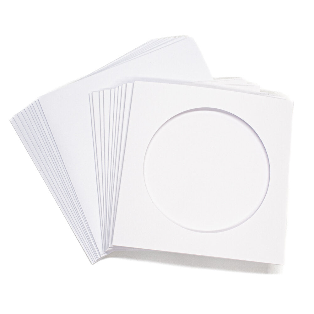 Cards Small Square White with Round Aperture Pack of 10 - SS-1