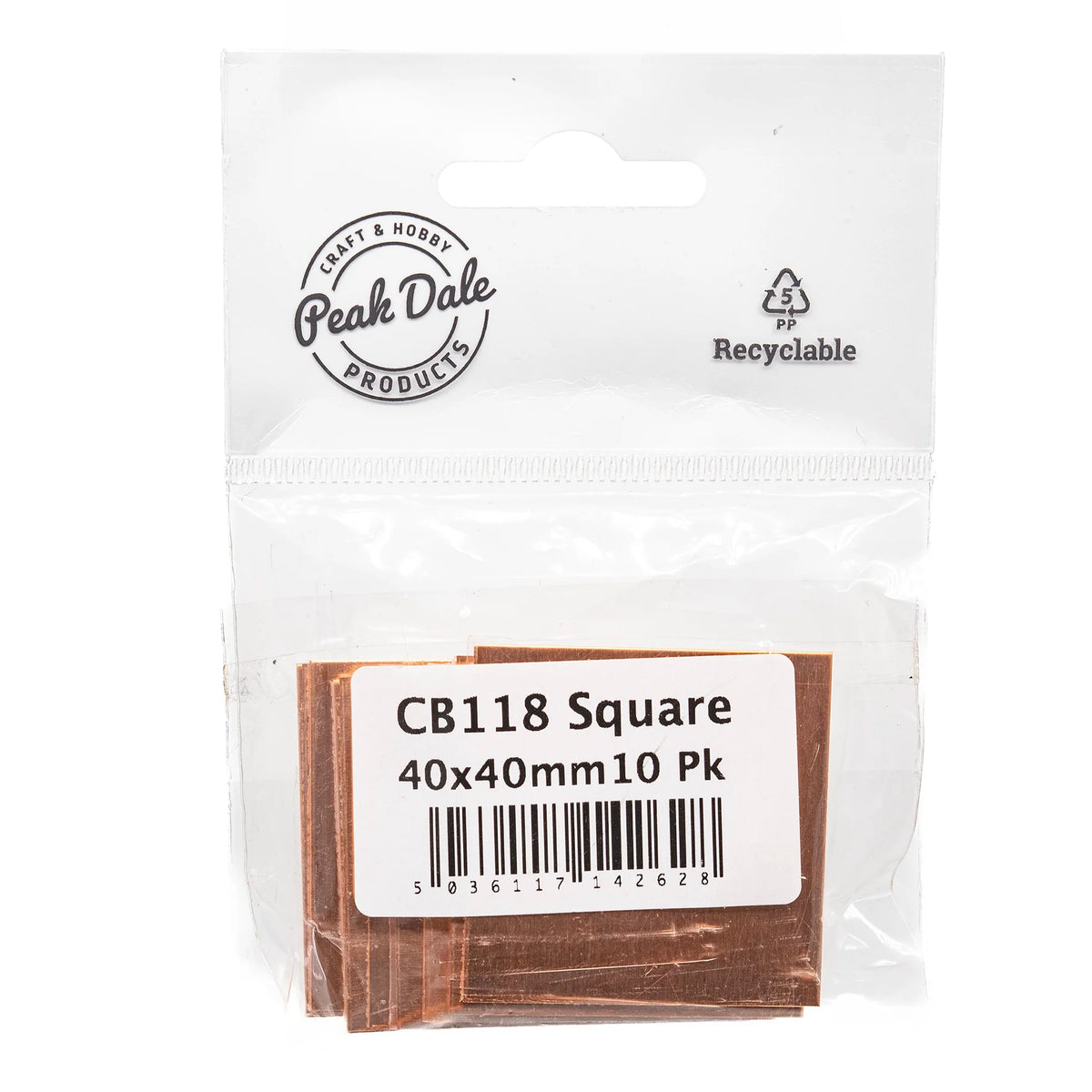 CB118 Square 40x40mm Copper Blank 10 Pack