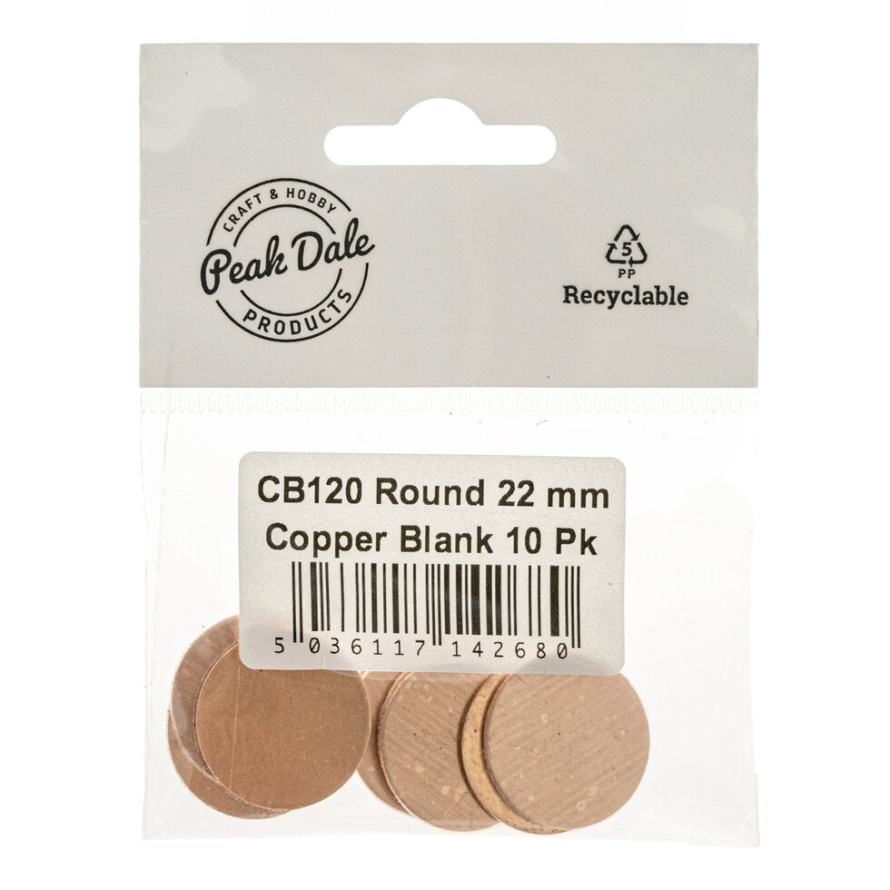 CB120 Round 22 mm Copper Blank 10 Pack