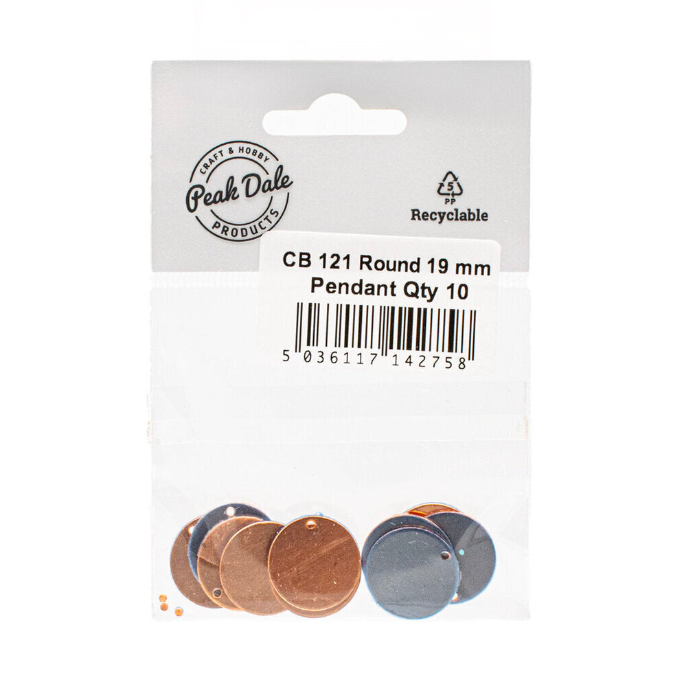 CB121 Round 19 mm Copper Pendant 10 Pack