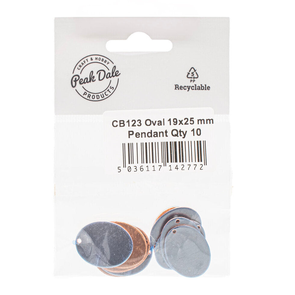 CB123 Oval 19x25 mm Copper Pendant 10 Pack