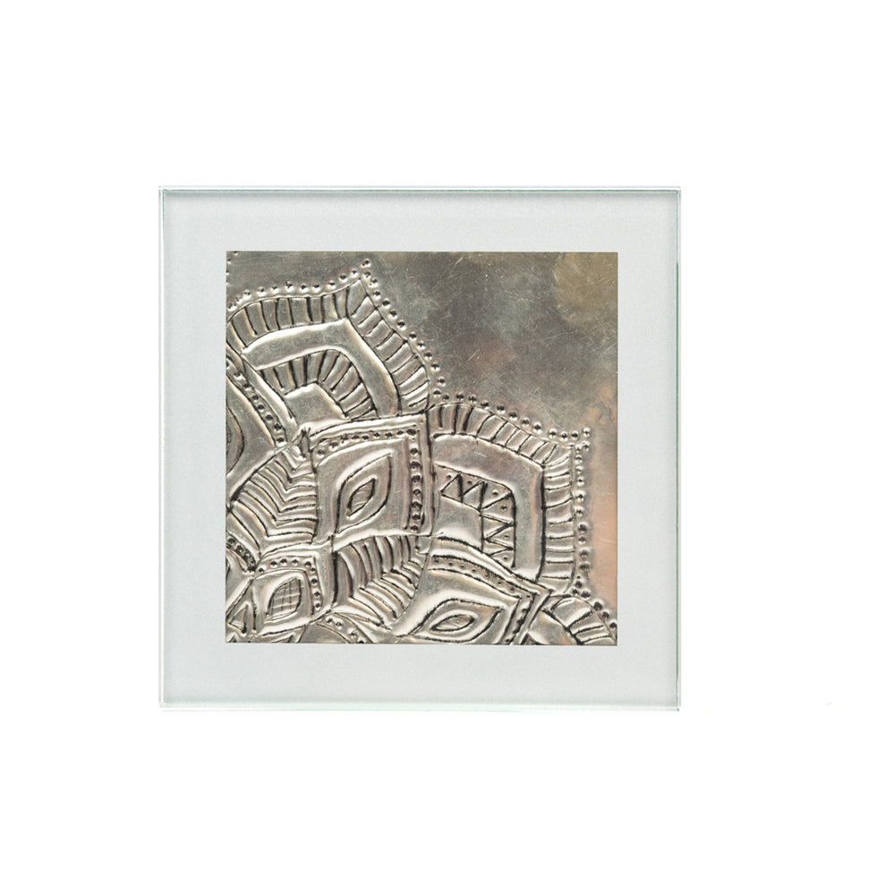 Glass Coaster 100 x 100mm Square Silver