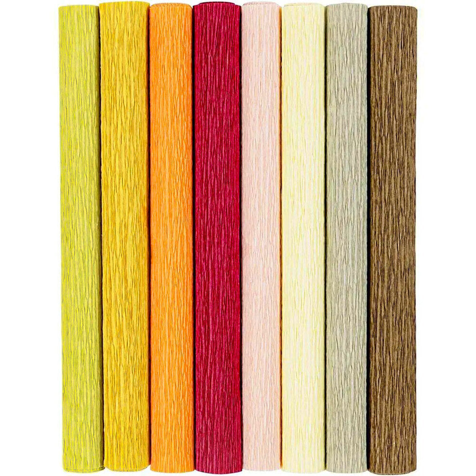 Crepe Paper 180% Stretch 25x60cm Autumn 8 rolls