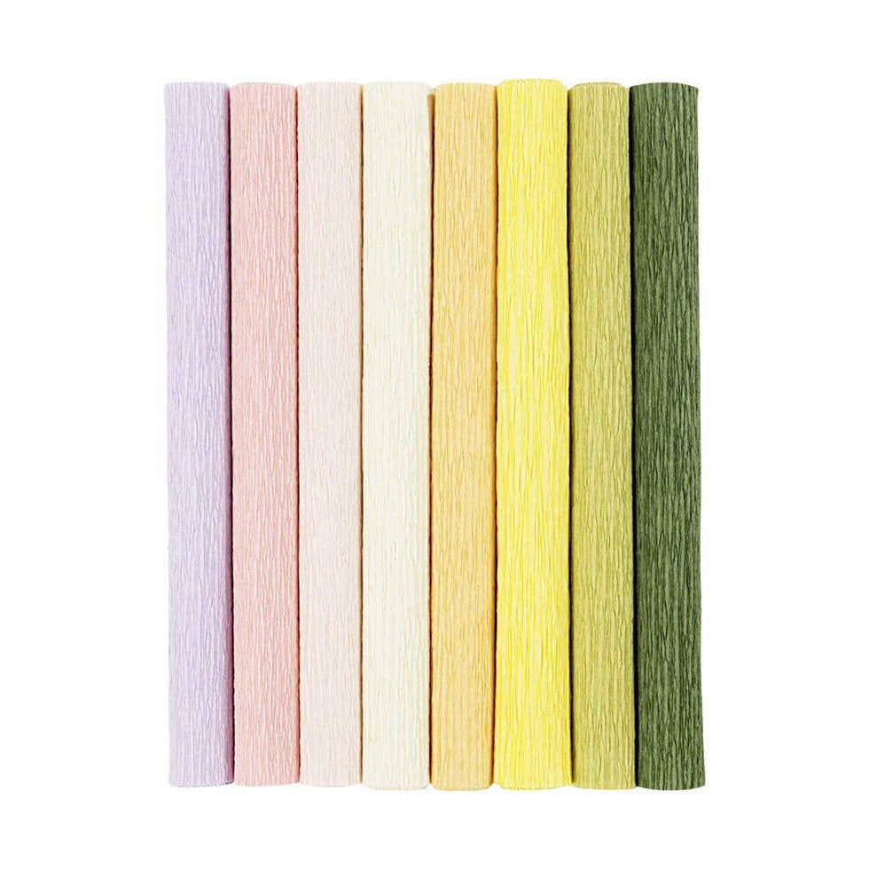 Crepe Paper 180% Stretch 25x60cm Pastel 8 rolls
