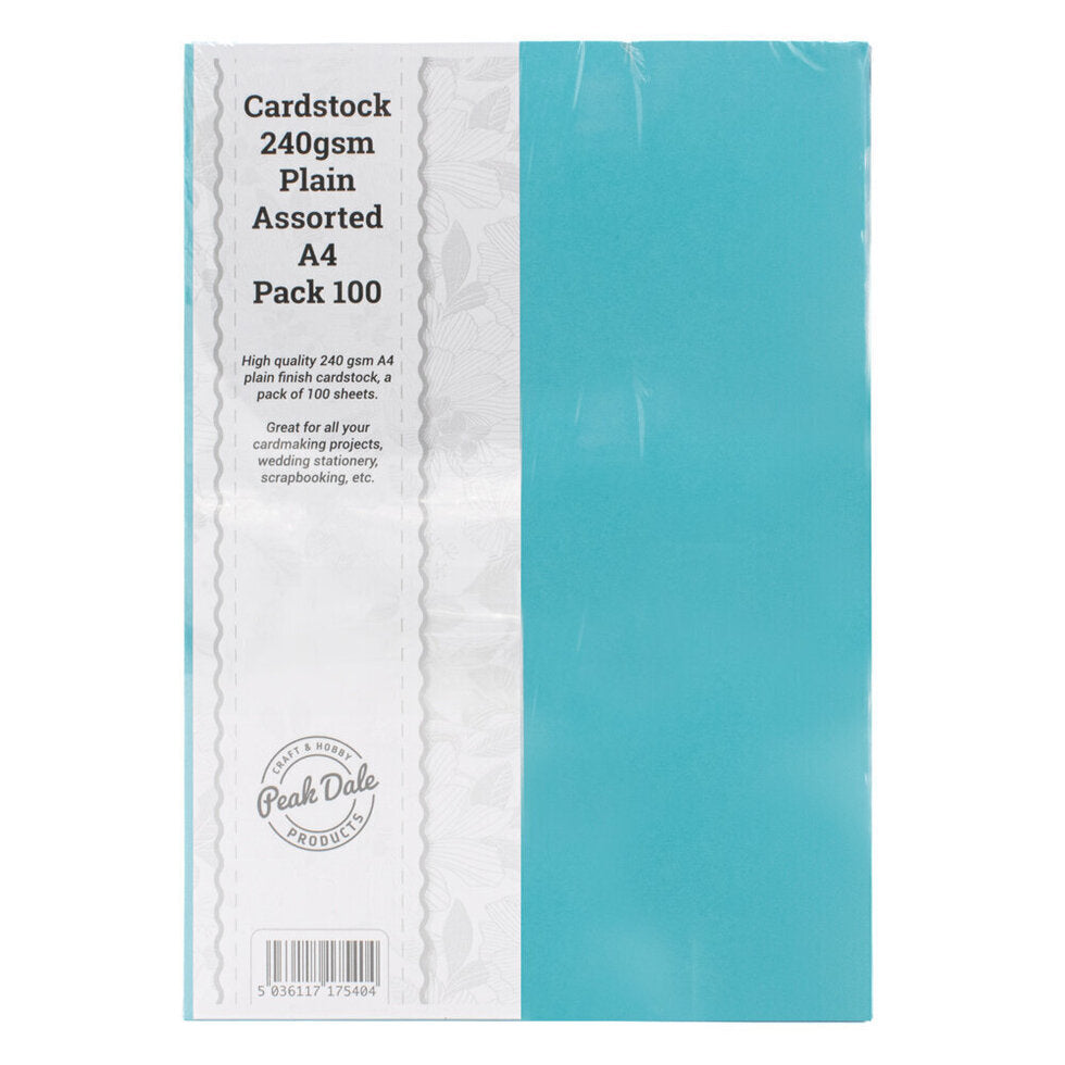 Cardstock PACK 100 Plain Assorted A4 240gsm
