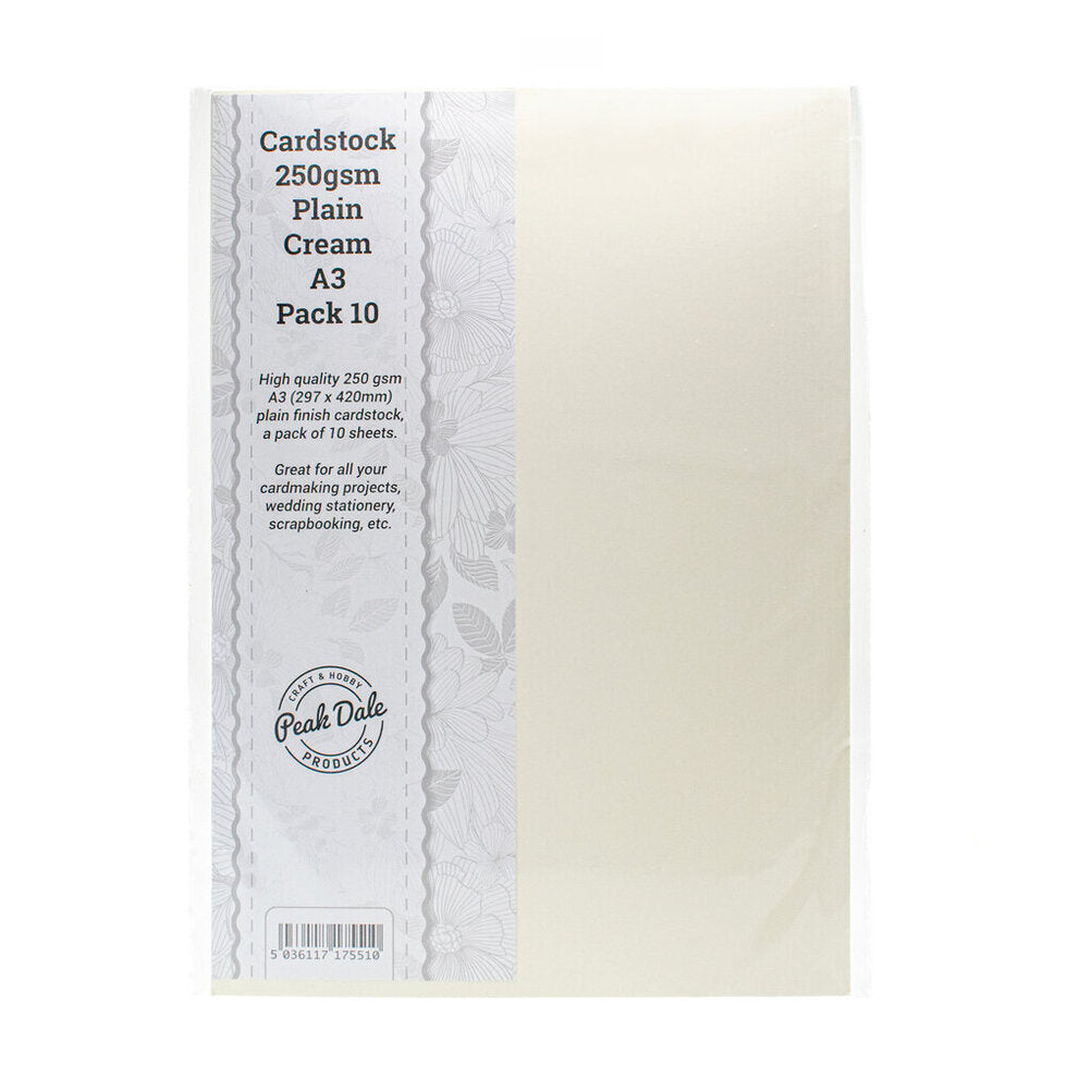 Cardstock A3 Plain Cream Pack of 10 (250gsm)