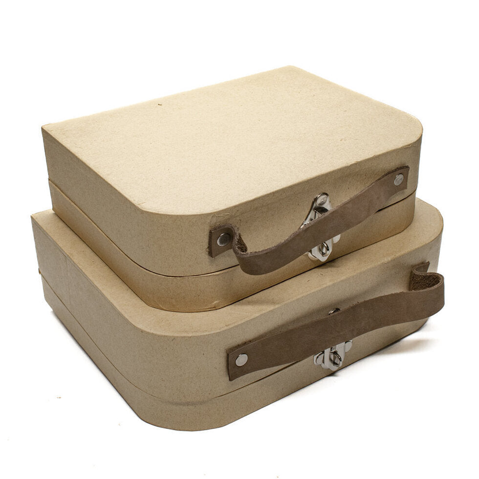 Suitcase Set of 2 Brown Handles