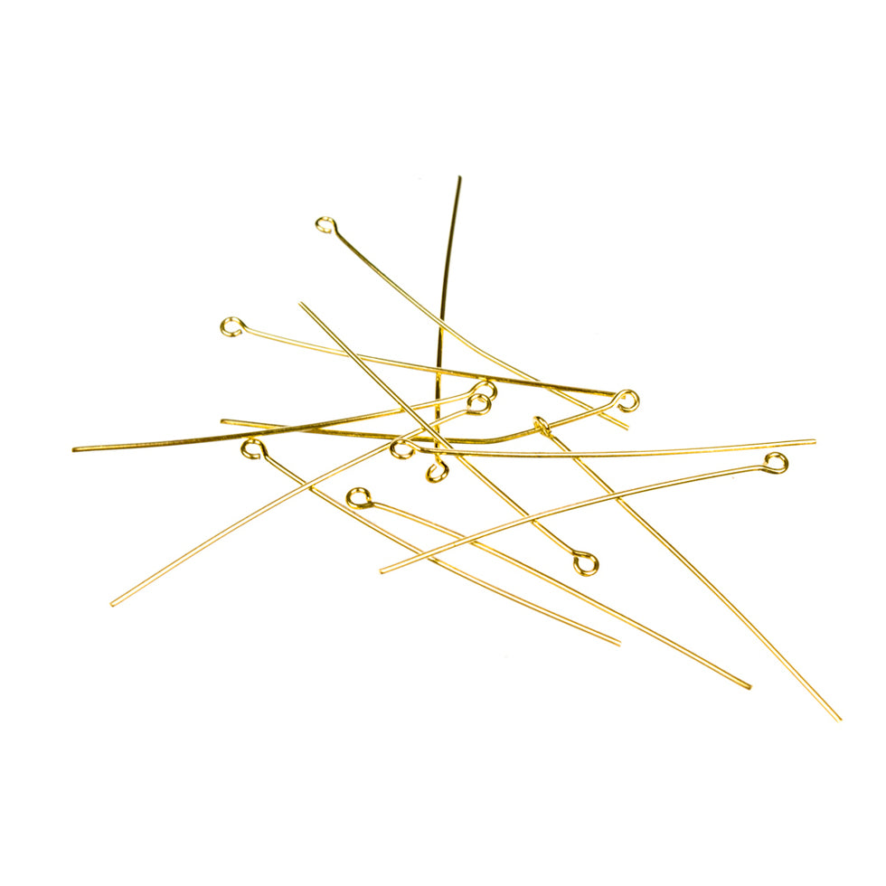 Eye Pins 50mm Gilt Plated Pack of 12