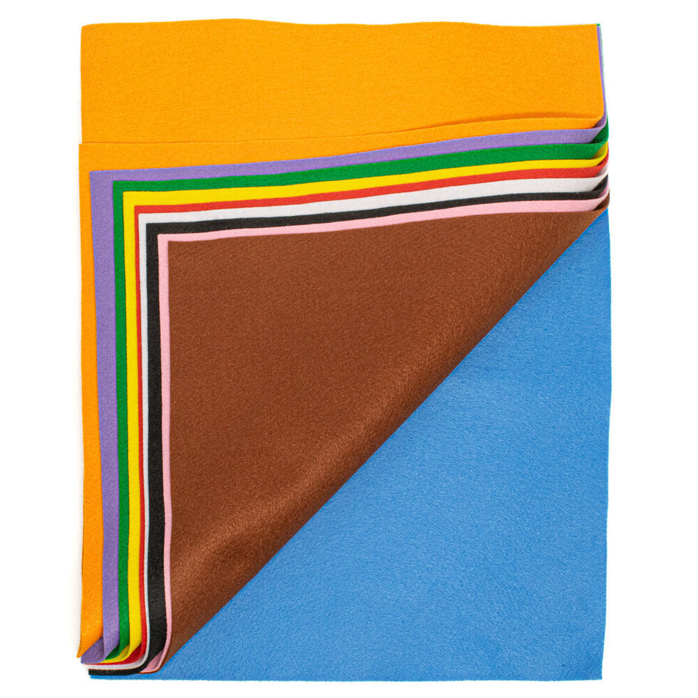 Felt Polyester Asst Colours 33x28cm Pack 10