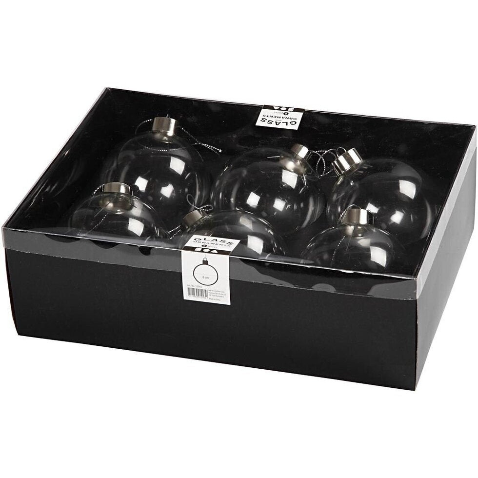 Glass Baubles 6 cm Pack of 8