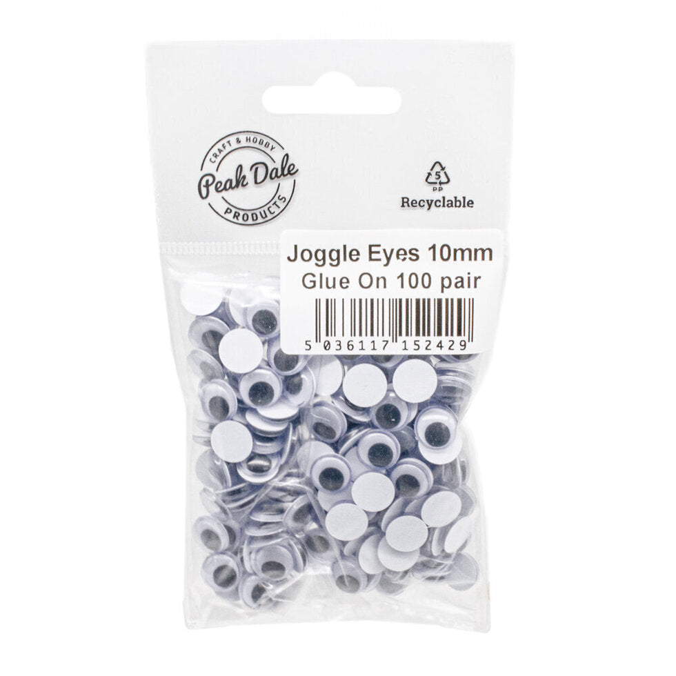 Joggle Eyes 10mm Glue On 100 pair