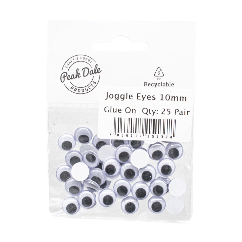 Joggle Eyes 10mm Glue On 25 Pairs
