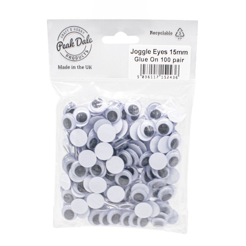 Joggle Eyes 15mm Glue On 100 pair