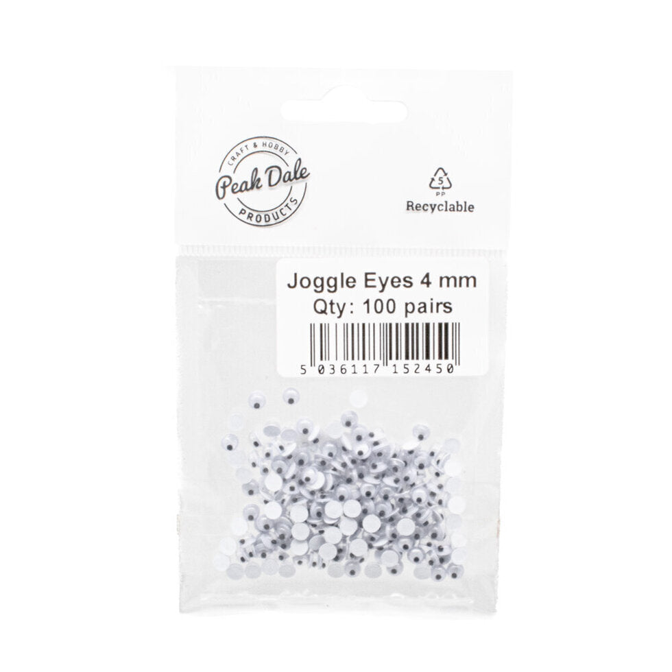 Joggle Eyes 4mm Glue On 100 pair