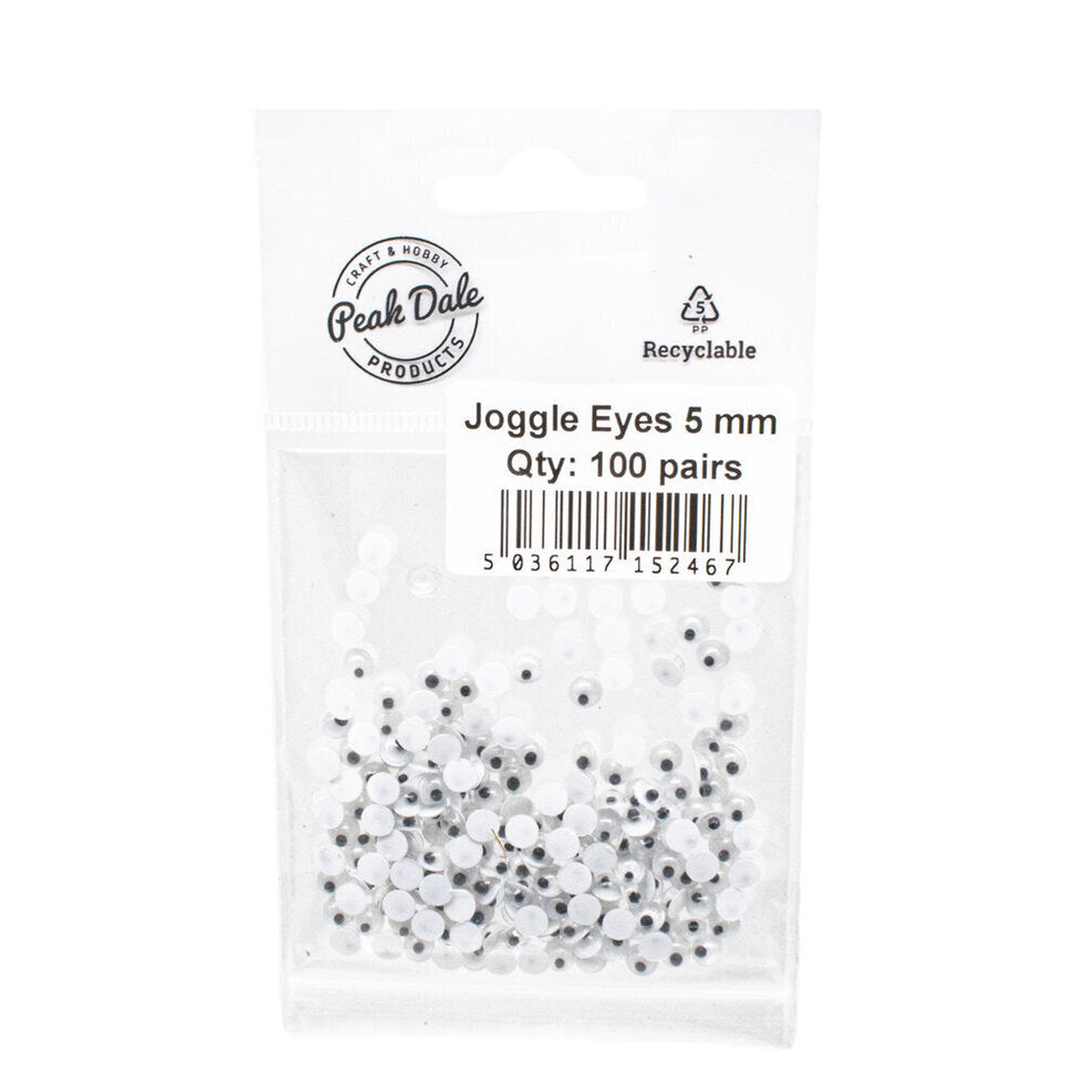 Joggle Eyes 5mm Glue On 100 pair