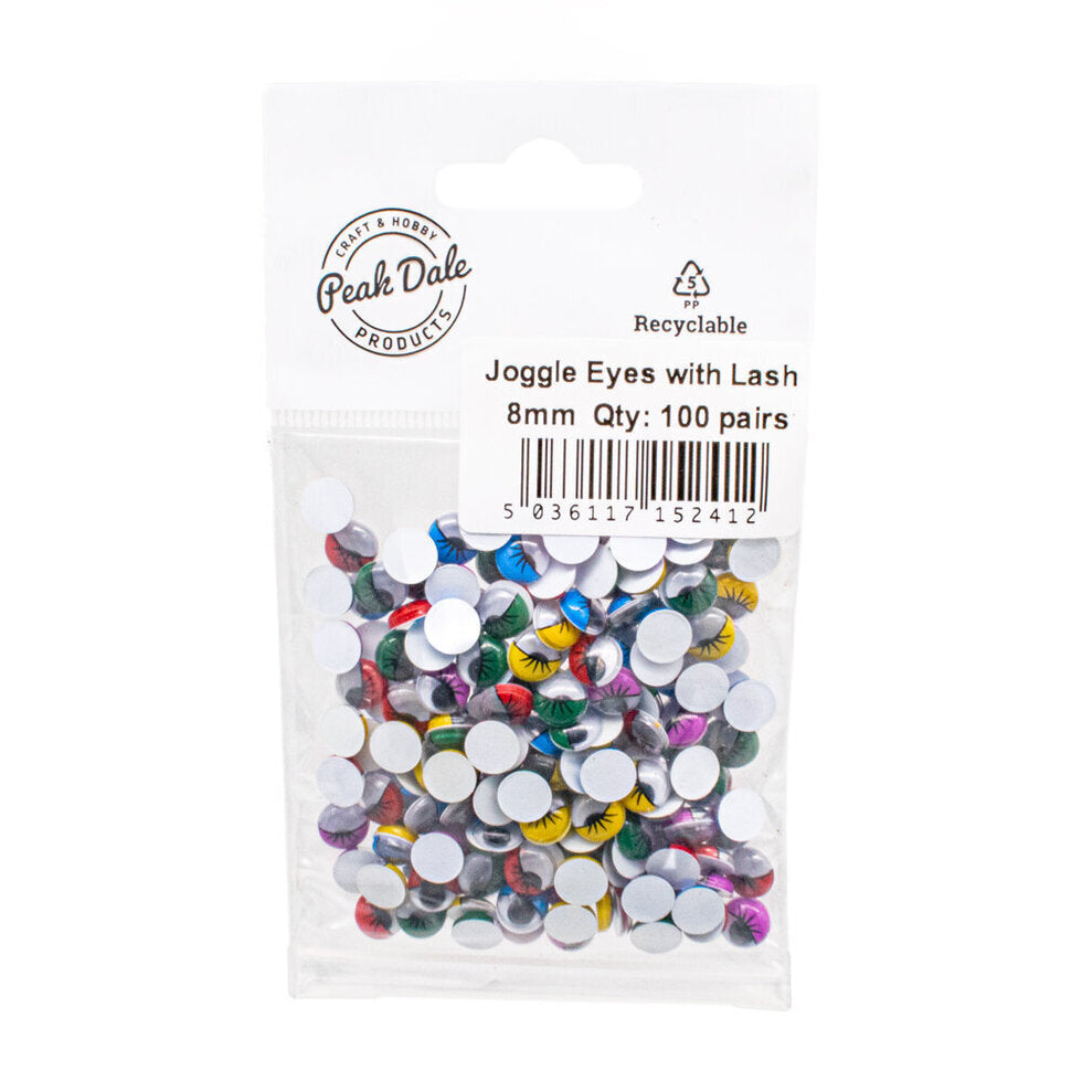 Joggle Eyes with Lash 8mm 100 pair