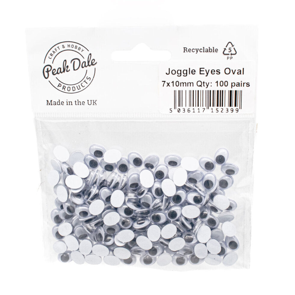 Joggle Eyes Oval 7 x 10mm 100 pair