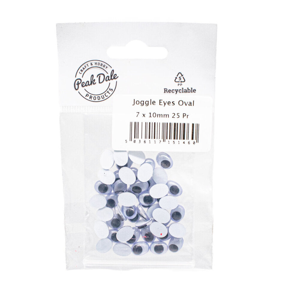 Joggle Eyes Oval 7 x 10mm 25 Pair