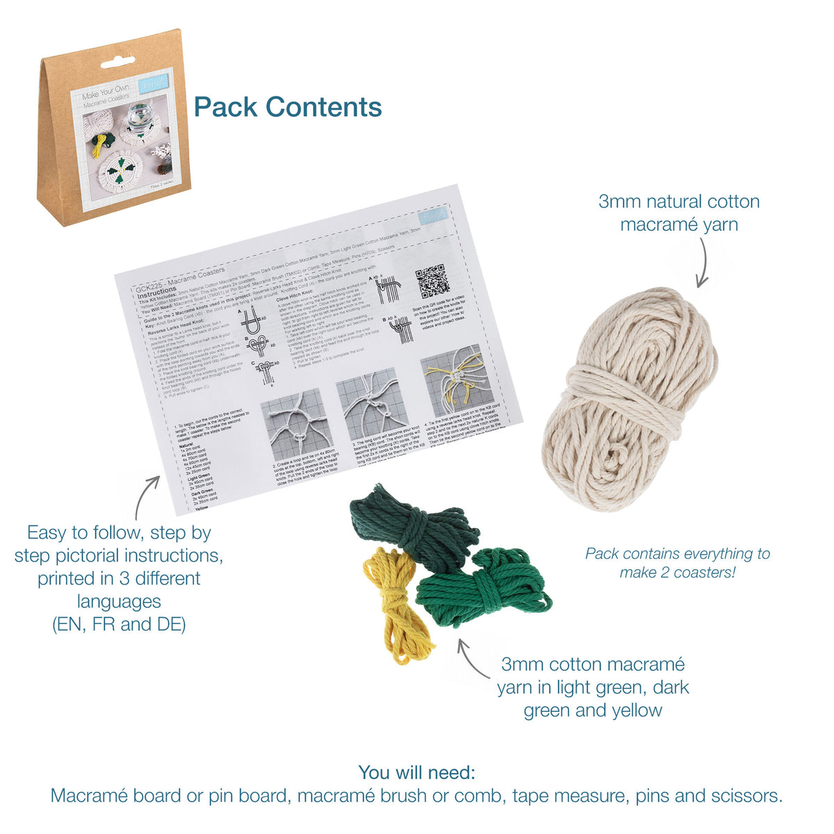 Macrame Kit Two Coasters