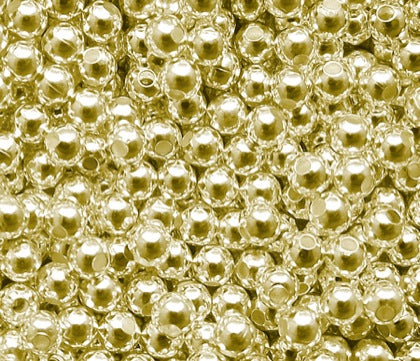Beads Metal Gilt Plated 3mm Pack of 100