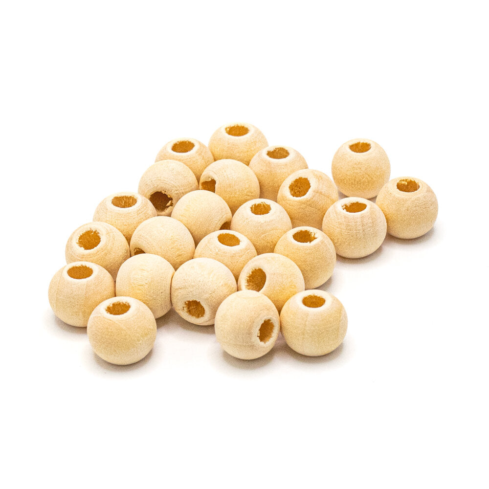 Beads Wood 12mm Large Hole Pack of 100