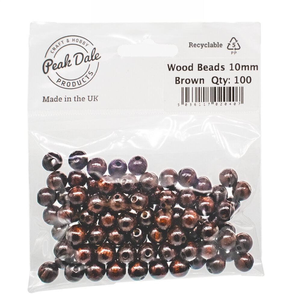 Beads Wood 10mm Round Brown Pack of 100