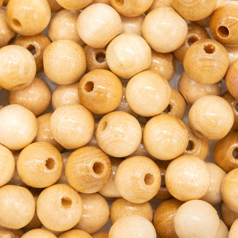 Beads Wood 10mm Round Natural Pack of 100