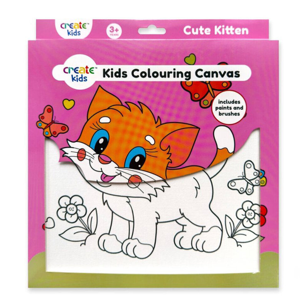 Kids Colouring Canvas CUTE KITTEN