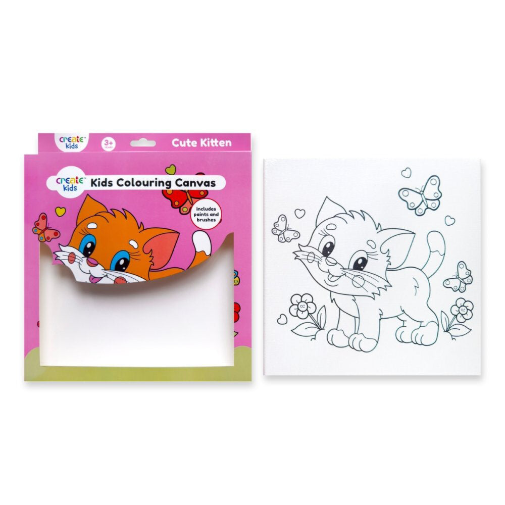 Kids Colouring Canvas CUTE KITTEN